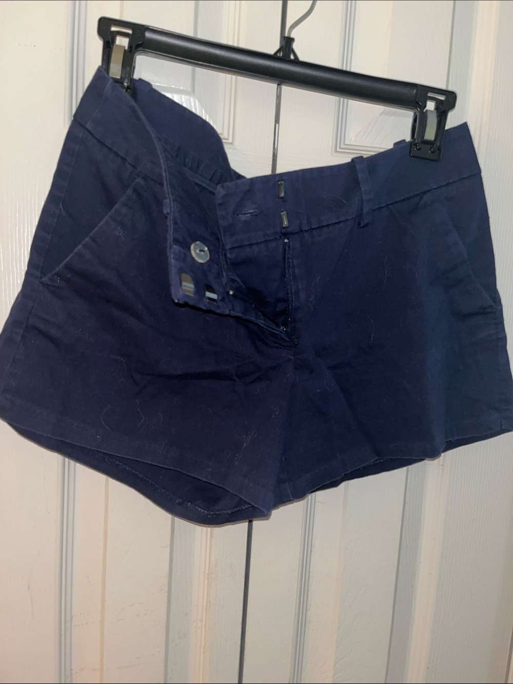 High-Waist Women's Navy Cotton Blend Shorts